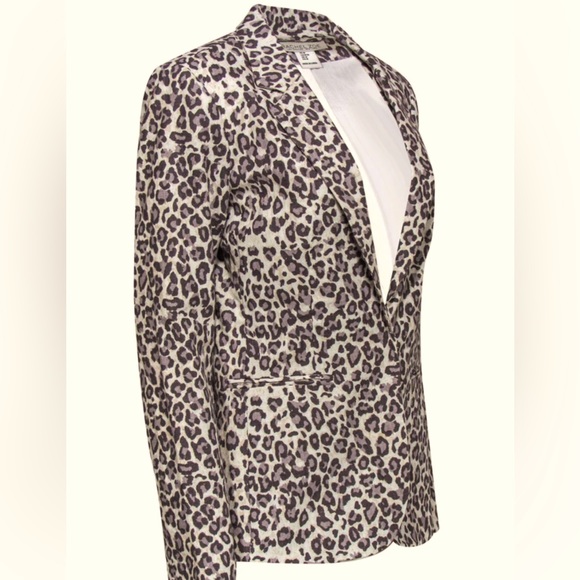 Rachel Zoe linen blend gray and cream leopard print blazer/jacket. Size Medium - Picture 1 of 8